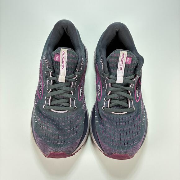 Brooks Glycerin 19 Gray Purple Lace Up Running Shoes 1203431B572 Womens Size 9.5 - Picture 3 of 10